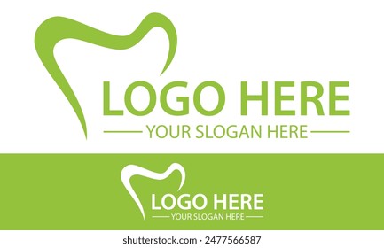 Color verde Abstractas simple diente azul diseño del logotipo dental