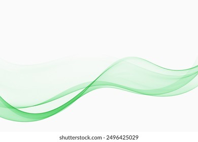 Green color abstract smoke wave flow curve.