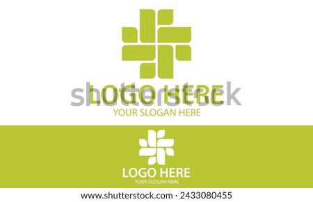 Green Color Abstract Tech Box Cross Health Design