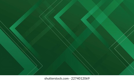 Green color abstract vector geometric shapes on green background.