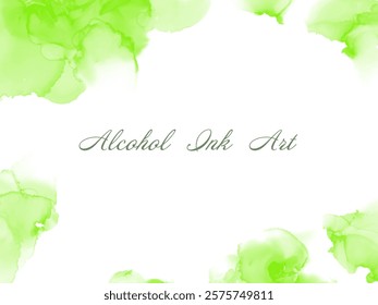 Green color alcohol ink art frame