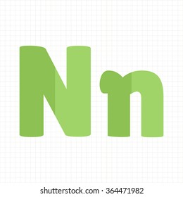 green color alphabet letters N