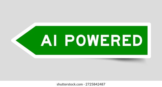 Etiqueta engomada de la forma de la flecha del color verde con la palabra AI accionado en fondo gris