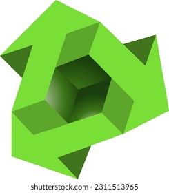 green color arrow with three dimensional design