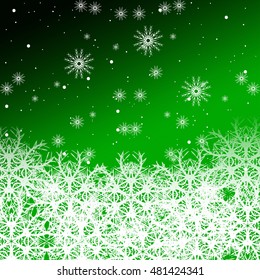 green color background with snowflakes for Christmas cards. vector illustration. graphic arts and design. a series of images for the new year and Christmas