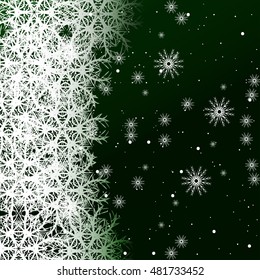 green color background with snowflakes for Christmas cards. vector illustration. graphic arts and design. a series of images for the new year and Christmas