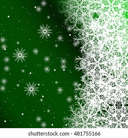 green color background with snowflakes for Christmas cards. vector illustration. graphic arts and design. a series of images for the new year and Christmas