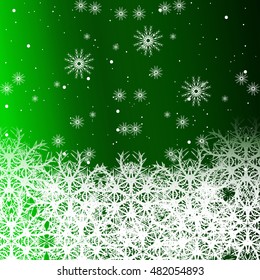 green color background with snowflakes for Christmas cards. vector illustration. graphic arts and design. a series of images for the new year and Christmas