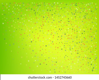 Green color background. Stars confetti. Funny colorific design. Stars confetti. Background confetti with stars.