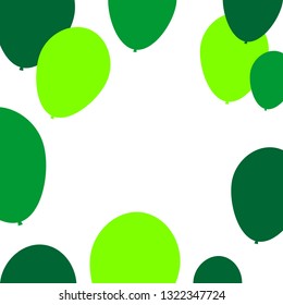 Green color balloons for background. Saint Patrick's day, celebration or ecology vector illustration.