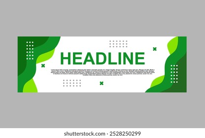 design de modelo de banner de cor verde para negócios, promoção e lançamento.