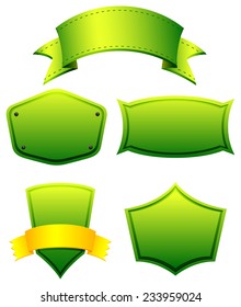 Green color banners in different shapes