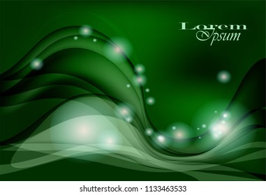 Green color beauty background with wave for card or headline