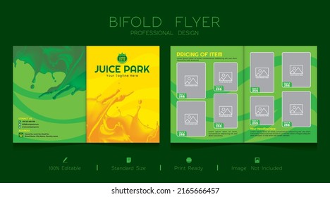 Green Color Bifold restaurants brochure flyer design. Vector design template 