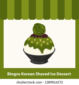 green color bingsu shop cartoon illustration vector