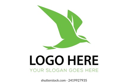 Green Color Bird Logo Design