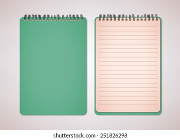 Green Color Blank Notebook Vector 
