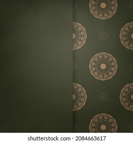 Green color brochure with Greek brown ornament for your brand.