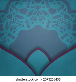 Green color brochure with Greek violet pattern is ready for printing.