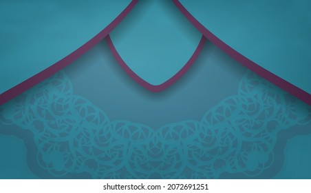 Green color brochure with vintage purple pattern for your design.