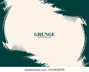 Green color brush stroke grunge texture background design vector