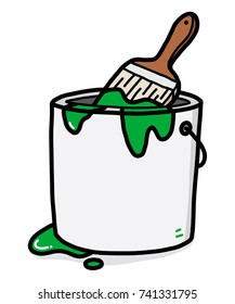 green color bucket / cartoon vector and illustration, hand drawn style, isolated on white background.