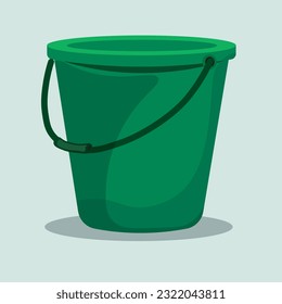 green color bucket in flat style, vector illustration