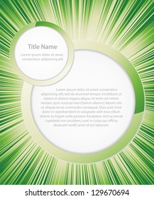 green color burst background with free space for sample text in middle. Vector.