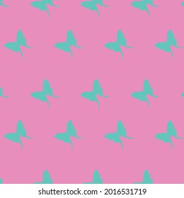 Green color butterfly patterns on pink background, vector, textile, decorative