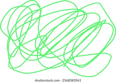 Green color chaos pattern. Doodle circle sketch. Colorful background with line arrangement. graffiti Complex chaotic lines texture in green. Art creation. Print banners, posters and t-shirts