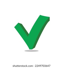 Green color check sign, check mark vector
