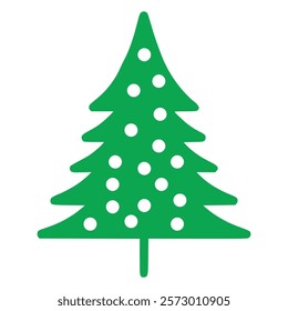 Green color Christmas tree with ornaments 