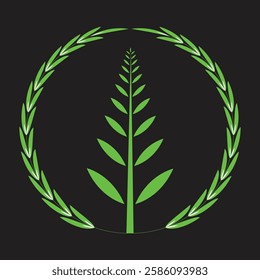 Green color circle leaf and tree floral graphic design. 