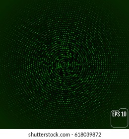 Green color code streams glowing on screen. Vector background