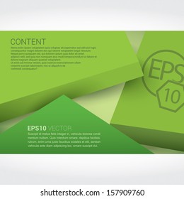 Green color concept edition of a horizontal positioned abstract geometric scalable illustrator eps10 format vector design in origami 3d style banner for web or print layout or for universal use 