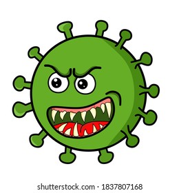 green color corona virus character outbreak cartoon illustration design