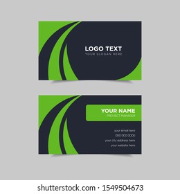 Green color creative round shape business card design template