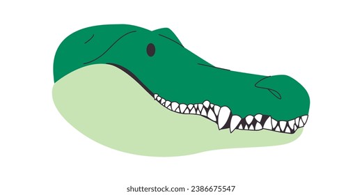 green color crocodile head wild nature animal dangerous carnivore with sharp fang tooth aggressive hunter