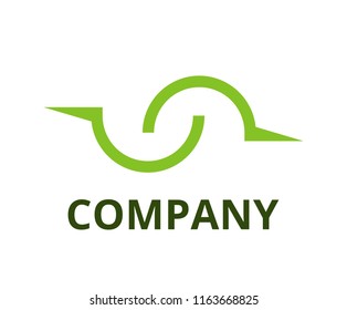 green color cyclone shape from line like black hole logo design illustration for technology company, security corporate, or any use.