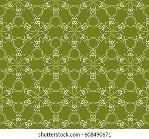 green color decorative ethnic ornament. Seamless vector illustration. Floral style. For interior design, fabric print, page fill, wallpaper, textile