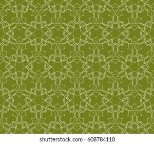 green color decorative ethnic ornament. Seamless vector illustration. Floral style. For interior design, fabric print, page fill, wallpaper, textile