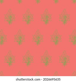 Green color decorative pattern on pink rose background, romantic, authentic, vector, textile, fabric, backdrop