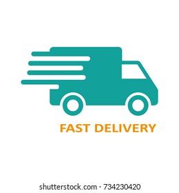 Green color Delivery service car icon. Delivery truck sign vector eps10.