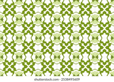 Green color digital ikat pattern for creating beautiful fabric designs and other elements of the fashion industry and home interior (wrapping, silk, scarf, clothing, background, carpets, curtains) 