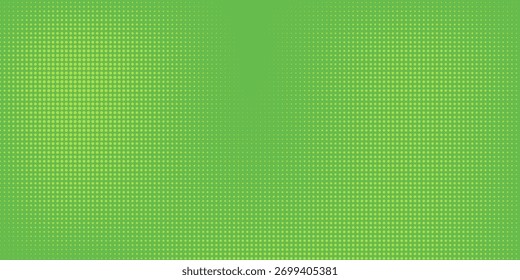 Patrón punteado de color verde sobre fondo verde fresco. Efecto de naturaleza de arte pop de punto.