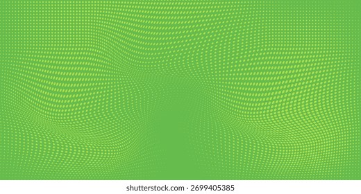 Patrón punteado de color verde sobre fondo verde fresco. Efecto de naturaleza de arte pop de punto. Estilo pop cómico.