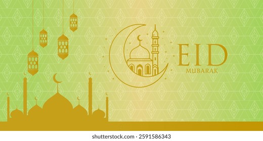 green color eid mubarak background 
