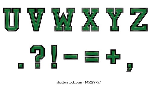 Green Color Fabric Alphabet (Part 3)