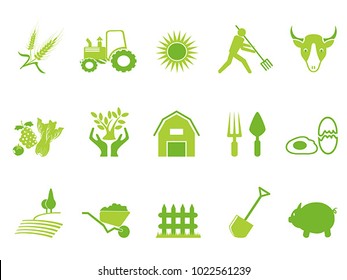 green color farm icon set
