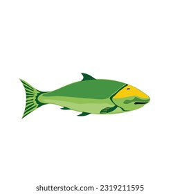 Green color fish , Vector aquarium fish illustration.  flat aquarium fish icon for your design.